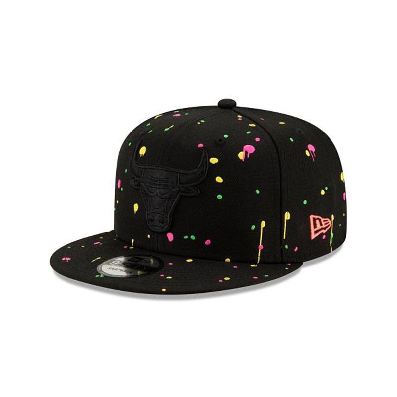 NBA Chicago Bulls Neon Splatter 9Fifty Snapback (AKN6725) - Black New Era Caps